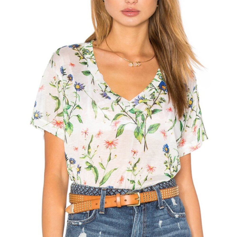 d.RA Bordeaux Tee Versaille Floral V-Neck Small Revolve Clothing